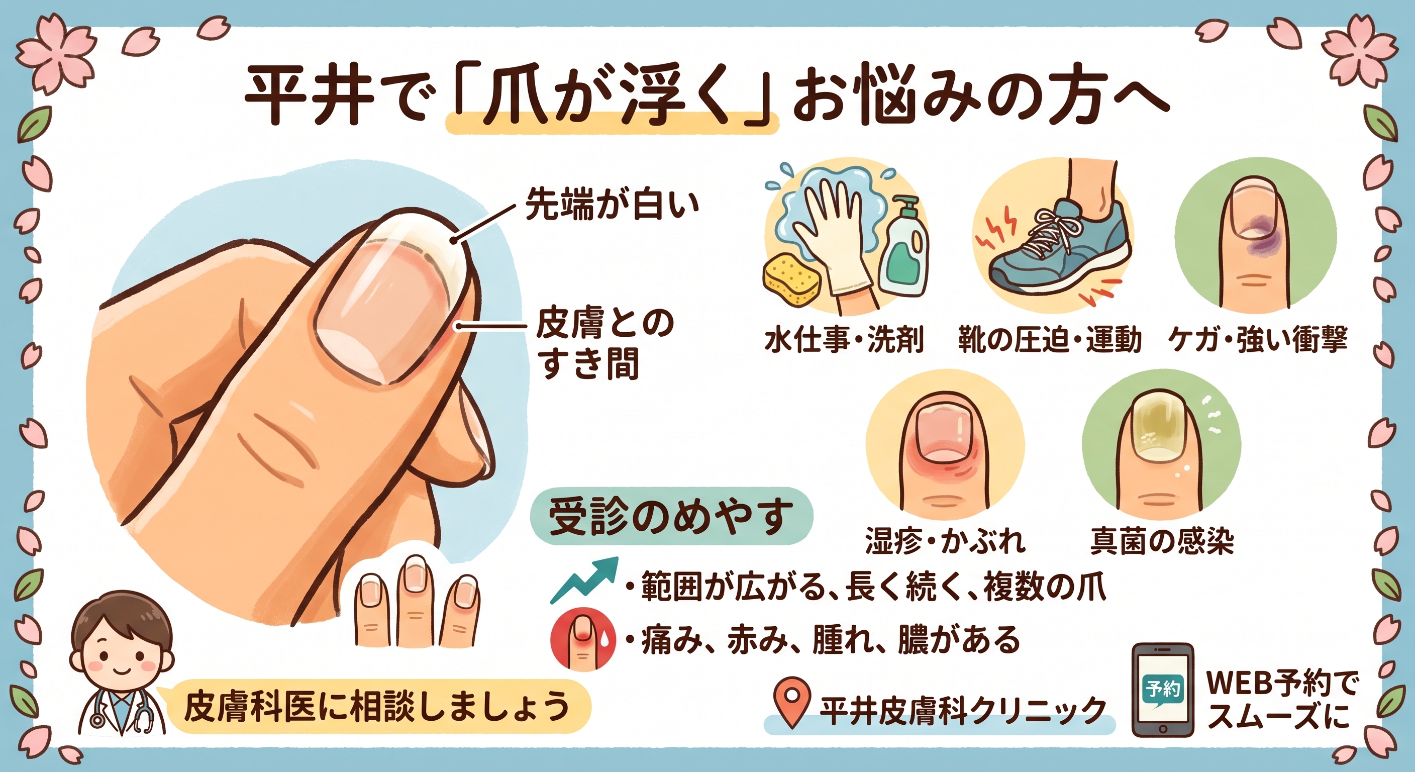 爪が浮く